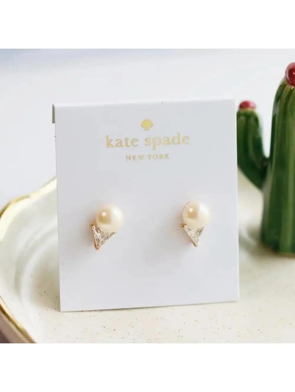 Kate Spade Bright Ideas Triangle Pearl Studs Earrings